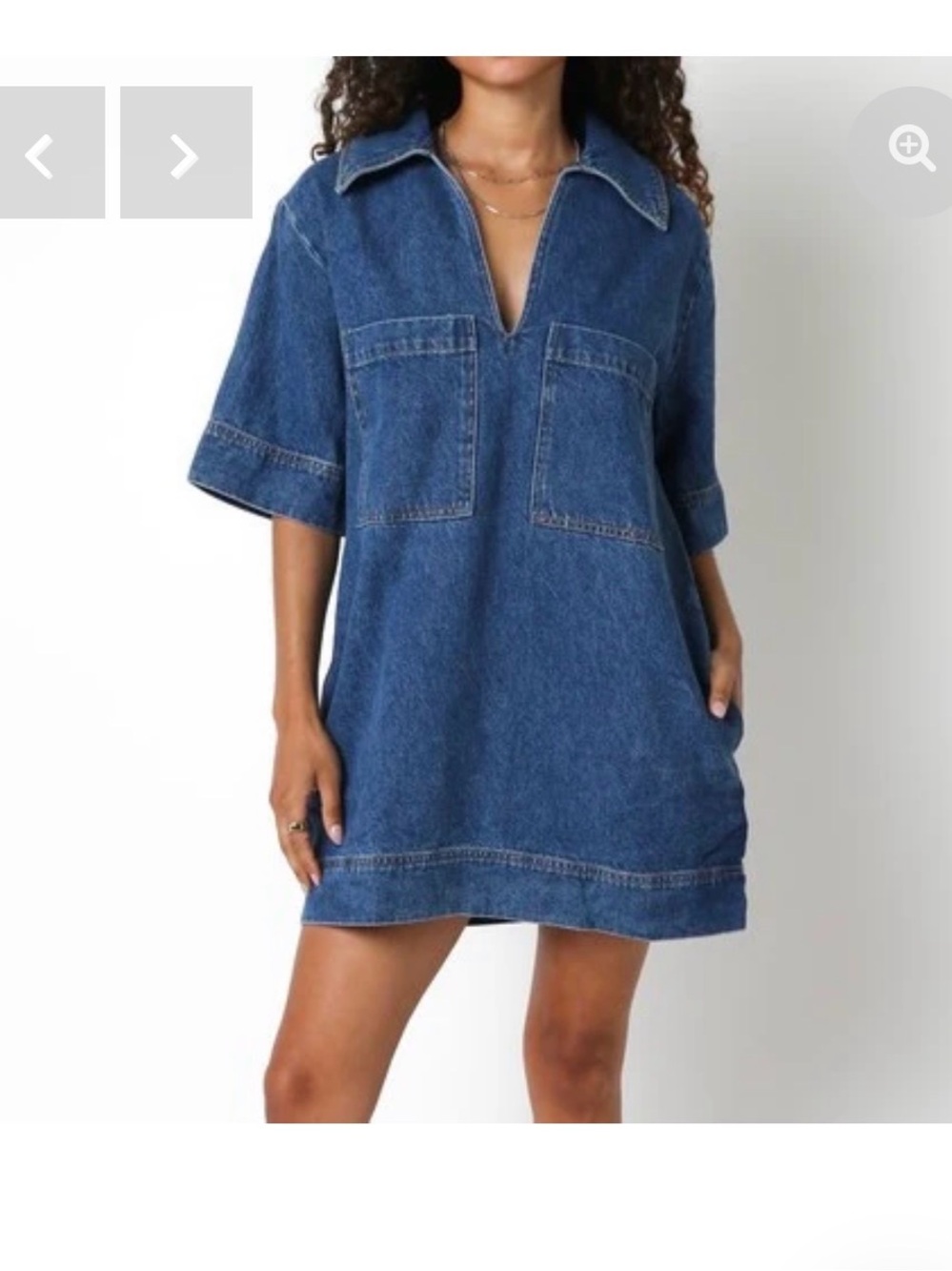 Olivaceous Denim Blue Short Shirt Dress